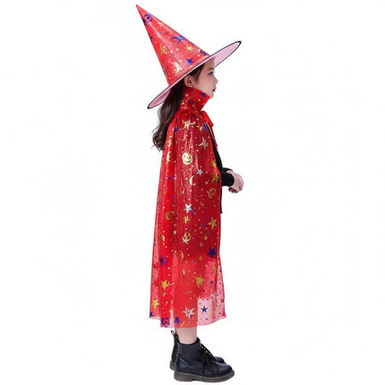 Kids Witch & Wizard Costume Set with Hat and Cape | Halloween Fancy Dress Cloak for Boys & Girls by FancyDressWale fancydresswale.com