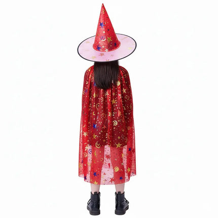 Kids Witch & Wizard Costume Set with Hat and Cape | Halloween Fancy Dress Cloak for Boys & Girls by FancyDressWale fancydresswale.com