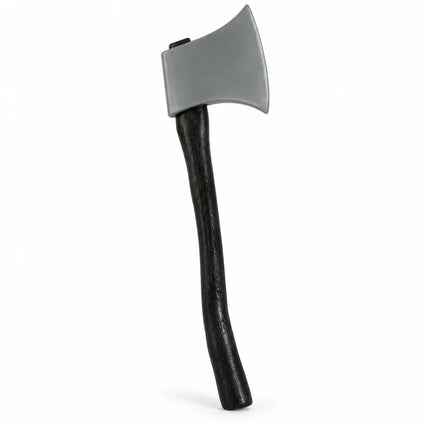 Kulhadi costume prop with broad gray axe head and curved black handle