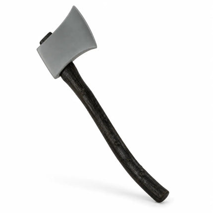 Alternate view of gray Kulhadi and dark woodgrain-style handle