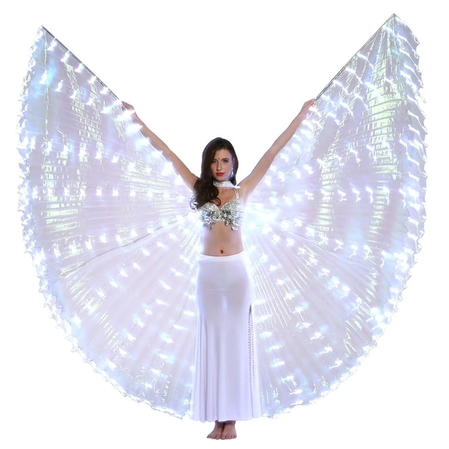 LED Isis Wings Glow Light Up Russian Belly Dance Costumes with Sticks Performance Clothing Carnival Halloween Fancydresswale.com