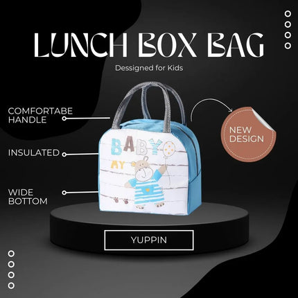 Lunch Box Insulated Bag Soft Leakproof Lunch Bag for Kids Men Women, Durable Thermal Lunch Pail for School Work Office | Fit 6 Cans-Blue Hippo Fancydresswale