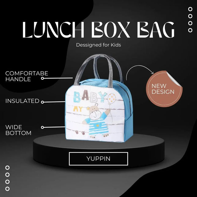 Lunch Box Insulated Bag Soft Leakproof Lunch Bag for Kids Men Women, Durable Thermal Lunch Pail for School Work Office | Fit 6 Cans-Blue Hippo Fancydresswale
