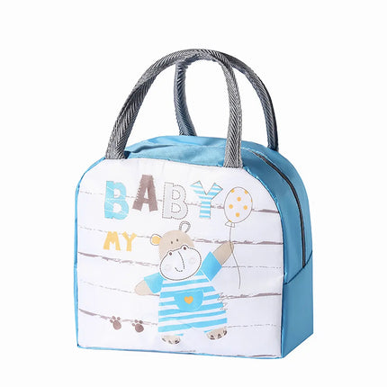 Lunch Box Insulated Bag Soft Leakproof Lunch Bag for Kids Men Women, Durable Thermal Lunch Pail for School Work Office | Fit 6 Cans-Blue Hippo Fancydresswale