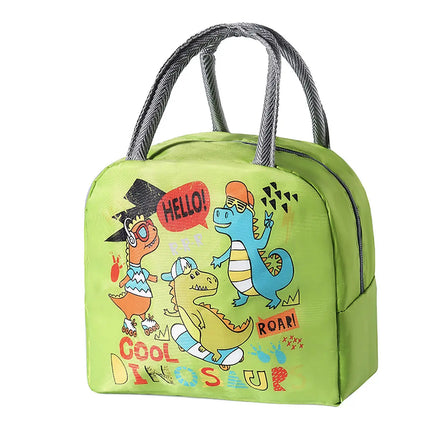 Lunch Box Insulated Bag Soft Leakproof Lunch Bag for Kids Men Women, Durable Thermal Lunch Pail for School Work Office | Fit 6 Cans-Green Dino Fancydresswale