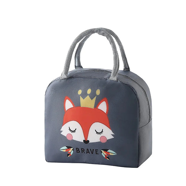 Lunch Box Insulated Bag Soft Leakproof Lunch Bag for Kids Men Women, Durable Thermal Lunch Pail for School Work Office | Fit 6 Cans-Grey Fox Fancydresswale