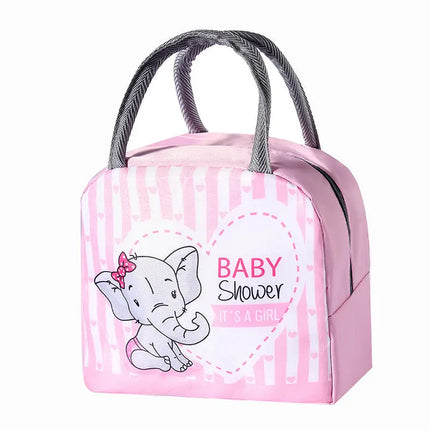Lunch Box Insulated Bag Soft Leakproof Lunch Bag for Kids Men Women, Durable Thermal Lunch Pail for School Work Office | Fit 6 Cans-Pink Elephant Fancydresswale