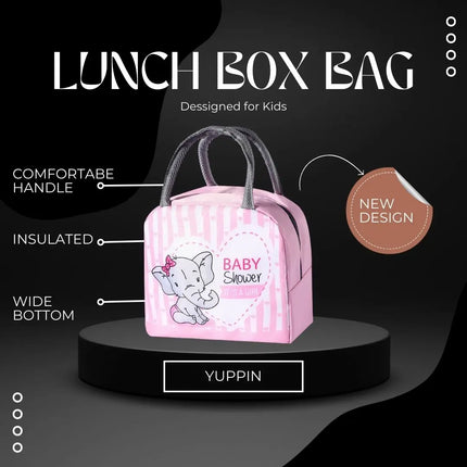 Lunch Box Insulated Bag Soft Leakproof Lunch Bag for Kids Men Women, Durable Thermal Lunch Pail for School Work Office | Fit 6 Cans-Pink Elephant Fancydresswale