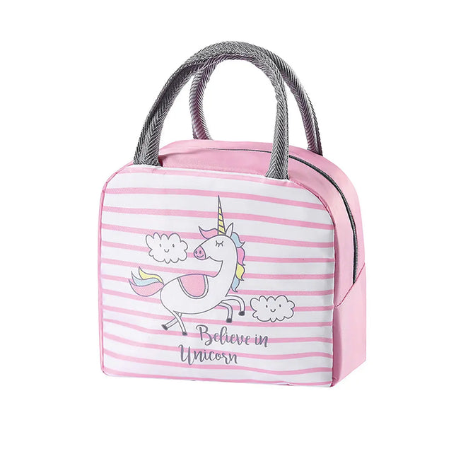 Lunch Box Insulated Bag Soft Leakproof Lunch Bag for Kids Men Women, Durable Thermal Lunch Pail for School Work Office | Fit 6 Cans-Pink Unicorn cloud Fancydresswale