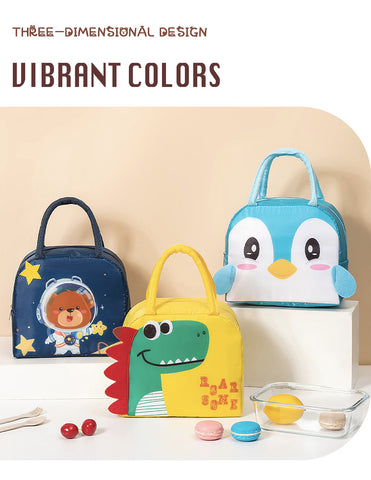 Lunch Box Insulated Bag Soft Leakproof Lunch Bag for Kids Men Women, Durable Thermal Lunch Pail for School Work Office | Fit 6 Cans- Blue Dinosaur