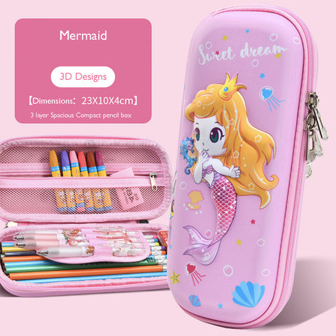 Fancydresswale Pencil Box 3D Pencil Pouch and Stationery Set Large Capacity for Boys and Girls (Mermaid)