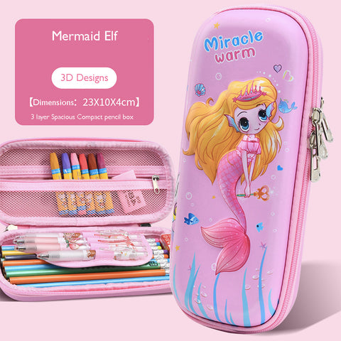 Fancydresswale Pencil Box 3D Pencil Pouch and Stationery Set Large Capacity for Boys and Girls (Mermaid Elf)