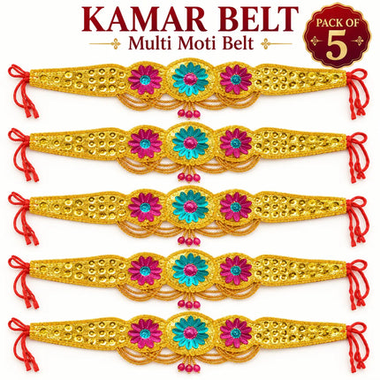 Multi Moti Belt – Gold-Tone Floral Kamar Belt fancydresswale.com