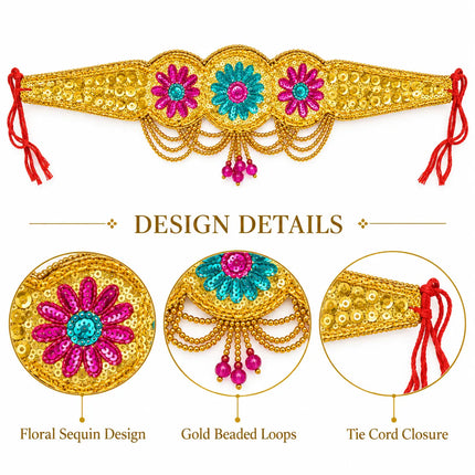 Multi Moti Belt – Gold-Tone Floral Kamar Belt fancydresswale.com