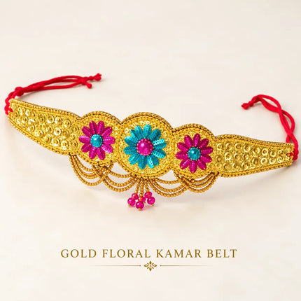 Multi Moti Belt – Gold-Tone Floral Kamar Belt fancydresswale.com