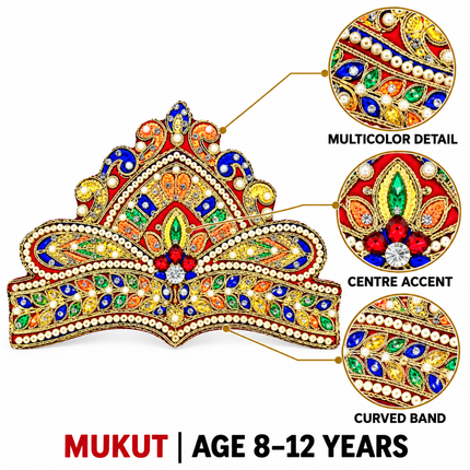 Multicolor Handmade Floral Mukut Crown for Kids – Pack of 6