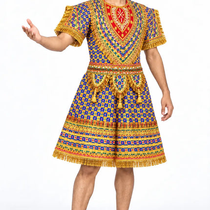 Multicolour Blue & Purple Raja Coat with Gold Detailing | Kids Ramleela Costume fancydresswale.com