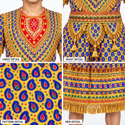 Multicolour Blue & Purple Raja Coat with Gold Detailing | Kids Ramleela Costume fancydresswale.com