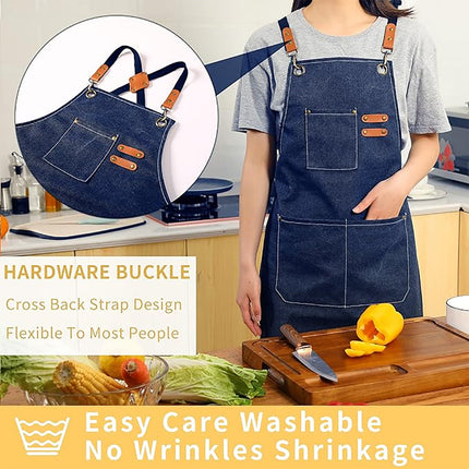 Chef Aprons Canvas Cross Back Premium : Stylish Unisex Design with Spacious Pockets fancydresswale.com