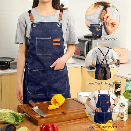 Chef Aprons Canvas Cross Back Premium : Stylish Unisex Design with Spacious Pockets fancydresswale.com