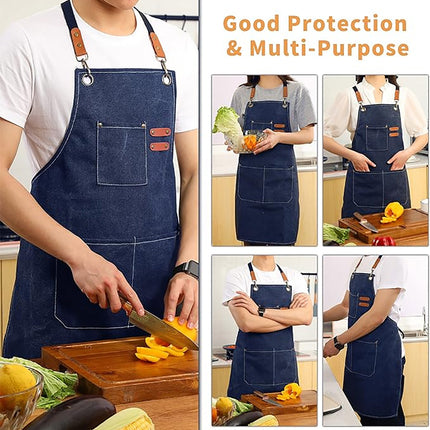 Chef Aprons Canvas Cross Back Premium : Stylish Unisex Design with Spacious Pockets fancydresswale.com