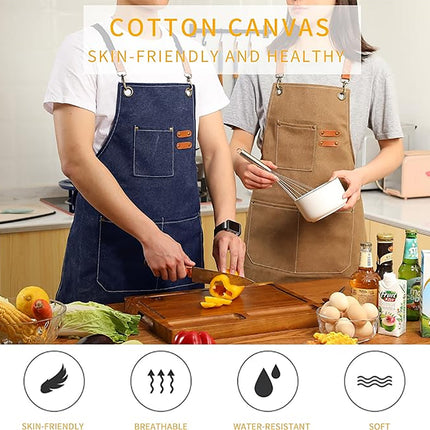 Chef Aprons Canvas Cross Back Premium : Stylish Unisex Design with Spacious Pockets fancydresswale.com