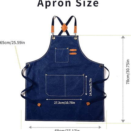 Chef Aprons Canvas Cross Back Premium : Stylish Unisex Design with Spacious Pockets fancydresswale.com