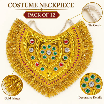 Neckpiece / Elfy – Golden Fringed Ramleela Costume Necklace (Pack of 12) fancydresswale.com