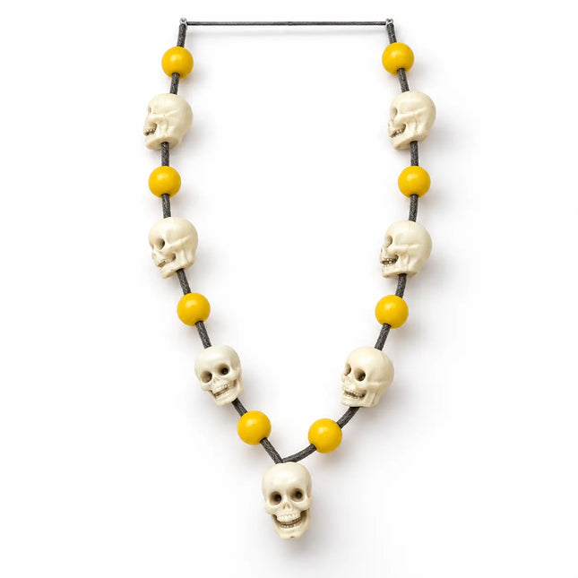 Nimbu Mund Mala – Yellow Beads & Skull Fancy Dress Necklace fancydresswale.com
