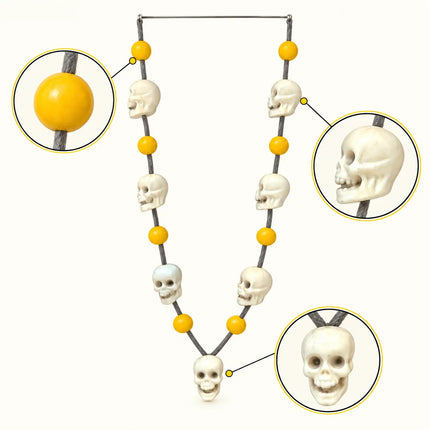Nimbu Mund Mala – Yellow Beads & Skull Fancy Dress Necklace fancydresswale.com
