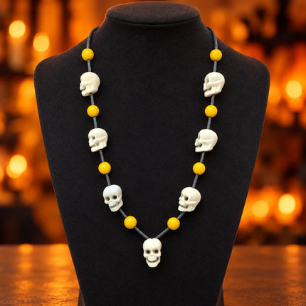 Nimbu Mund Mala – Yellow Beads & Skull Fancy Dress Necklace fancydresswale.com