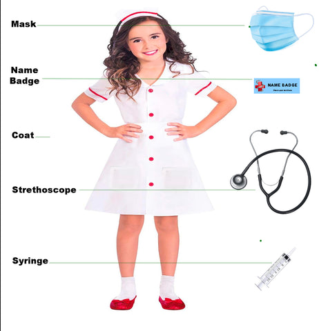 Fancydresswale Nurse dress for Girls Community helper theme costume for facy dress competitions