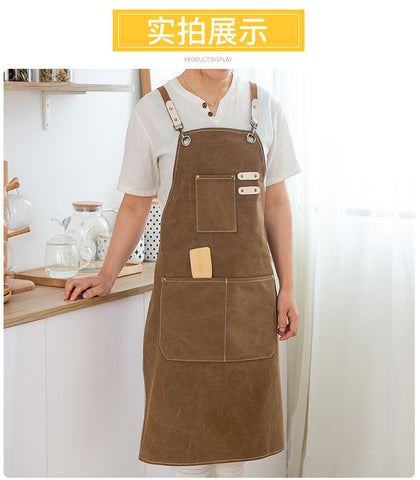 Chef Aprons Canvas Cross Back Premium : Stylish Unisex Design with Spacious Pockets