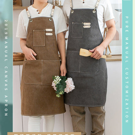 Chef Aprons Canvas Cross Back Premium : Stylish Unisex Design with Spacious Pockets fancydresswale.com