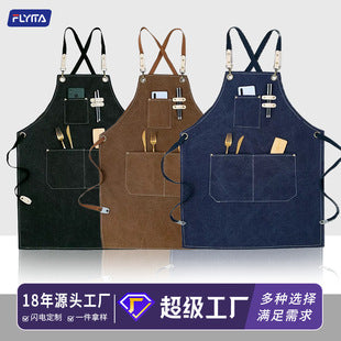 Chef Aprons Canvas Cross Back Premium : Stylish Unisex Design with Spacious Pockets fancydresswale.com