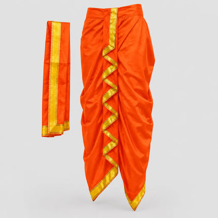 Orange Mahabharat dhoti side-angle preview