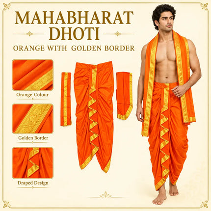 Orange Mahabharat dhoti design infographic