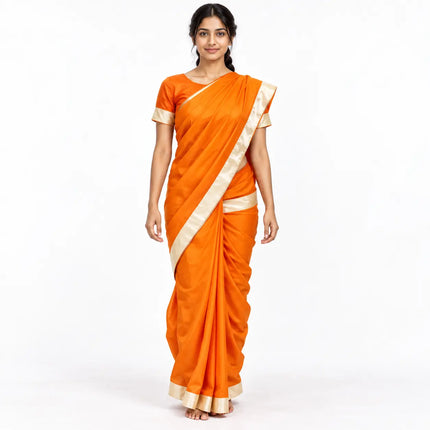 Orange Sita Saree with Pale Gold Border | Ramleela & Fancy Dress Costume fancydresswale.com