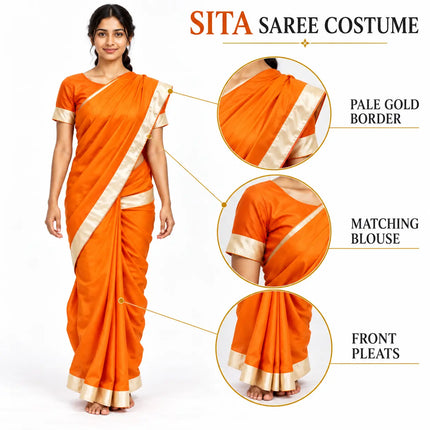 Orange Sita Saree with Pale Gold Border | Ramleela & Fancy Dress Costume fancydresswale.com