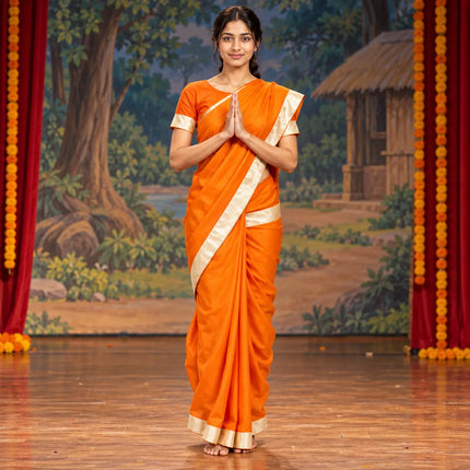 Orange Sita Saree with Pale Gold Border | Ramleela & Fancy Dress Costume fancydresswale.com
