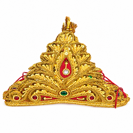 Royal Golden Mukut Crown with Burgundy Panel for Kids (8-12 Years) – Set of 12