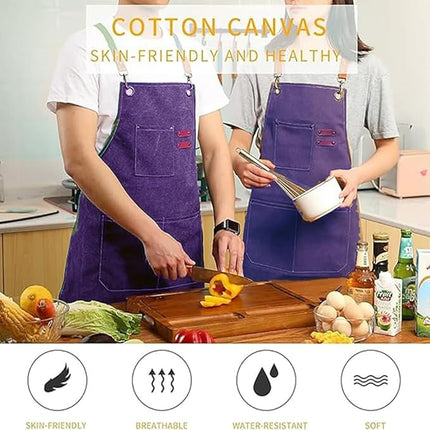 Chef Aprons Canvas Cross Back Premium : Stylish Unisex Design with Spacious Pockets fancydresswale.com
