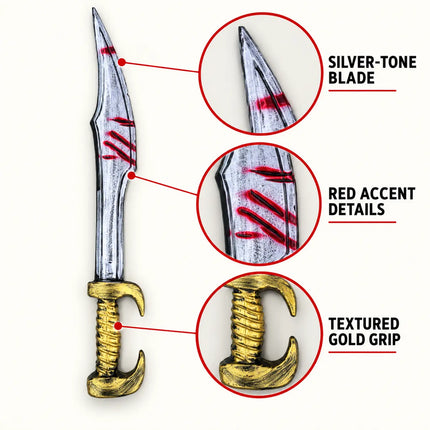 PVC Sword silver-tone blade, red markings and textured grip details