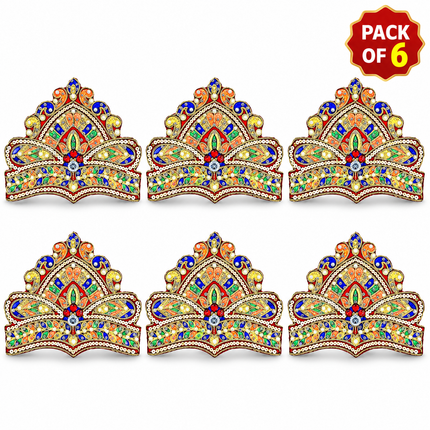 Multicolor Handmade Floral Mukut Crown for Kids – Pack of 6