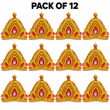 Royal Golden Mukut Crown for Adults – Set of 12