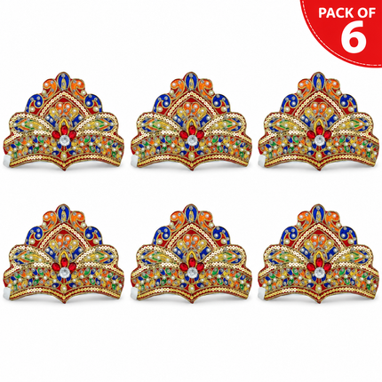 Multicolor Handmade Floral Mukut Crown for Kids – Pack of 6