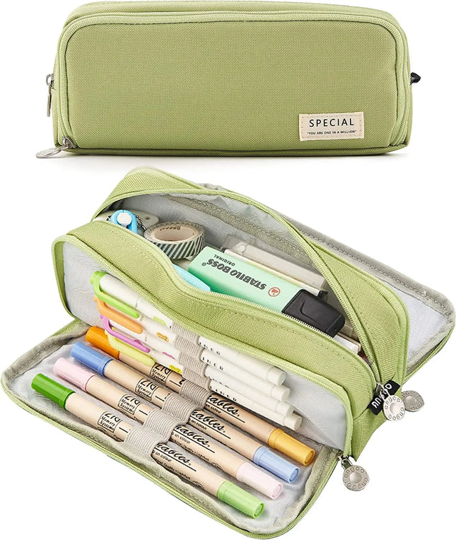 Pencil Box Spacious Case Pouch Perfect for School, College, and Office Use by Teens, Girls, Adults, and Students- Green fancydresswale.com