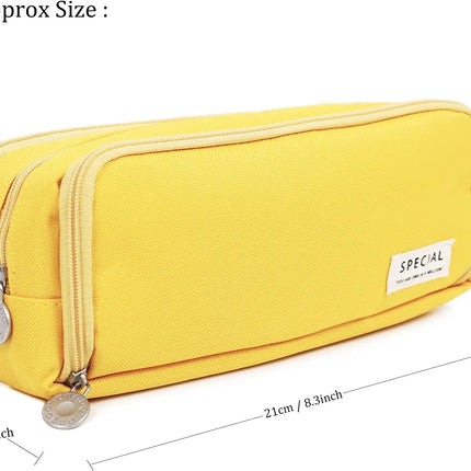 Pencil Box Spacious Case Pouch Perfect for School, College, and Office Use by Teens, Girls, Adults, and Students- Yellow fancydresswale.com