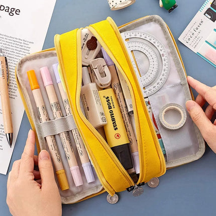 Pencil Box Spacious Case Pouch Perfect for School, College, and Office Use by Teens, Girls, Adults, and Students- Yellow fancydresswale.com