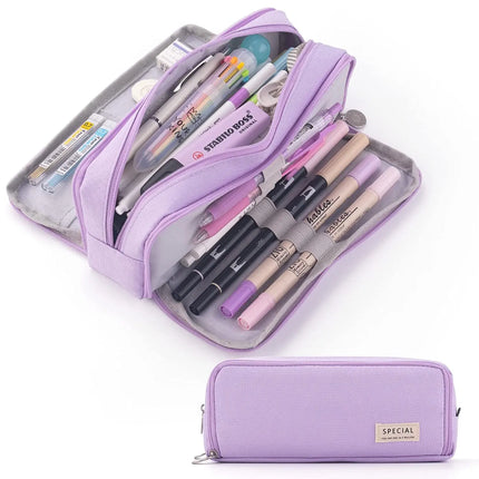 Pencil Box Spacious Case Pouch Perfect for School, College, and Office Use by Teens, Girls, Adults, and Students (Purple) fancydresswale.com